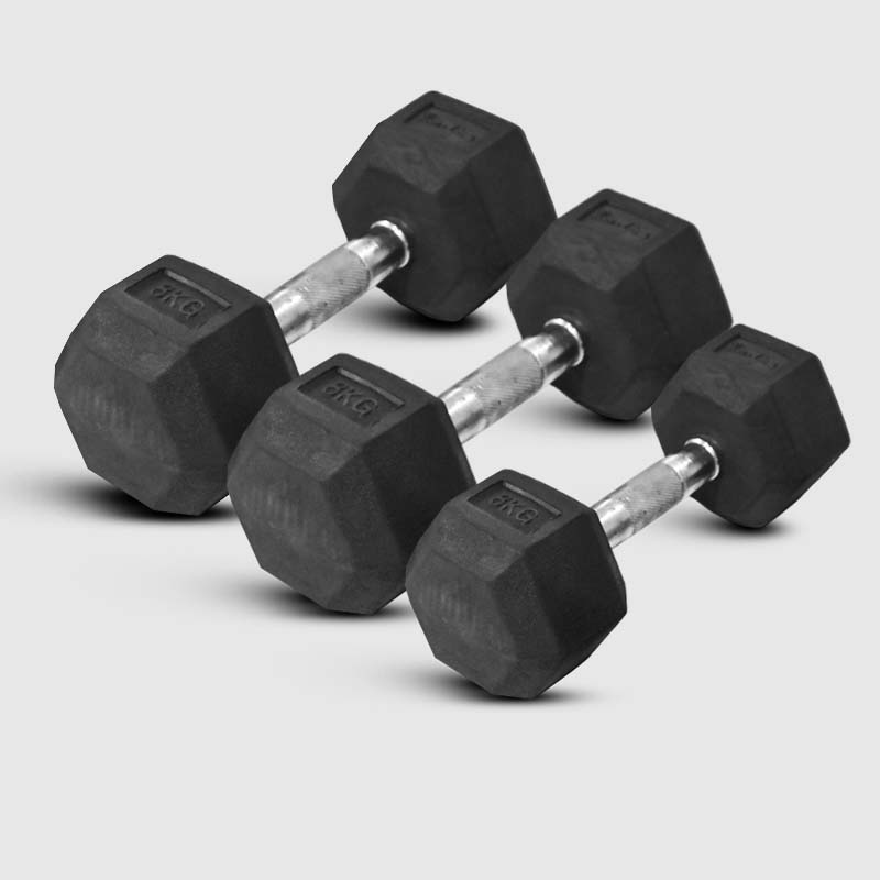 Rubber Coated Hex Dumbbells