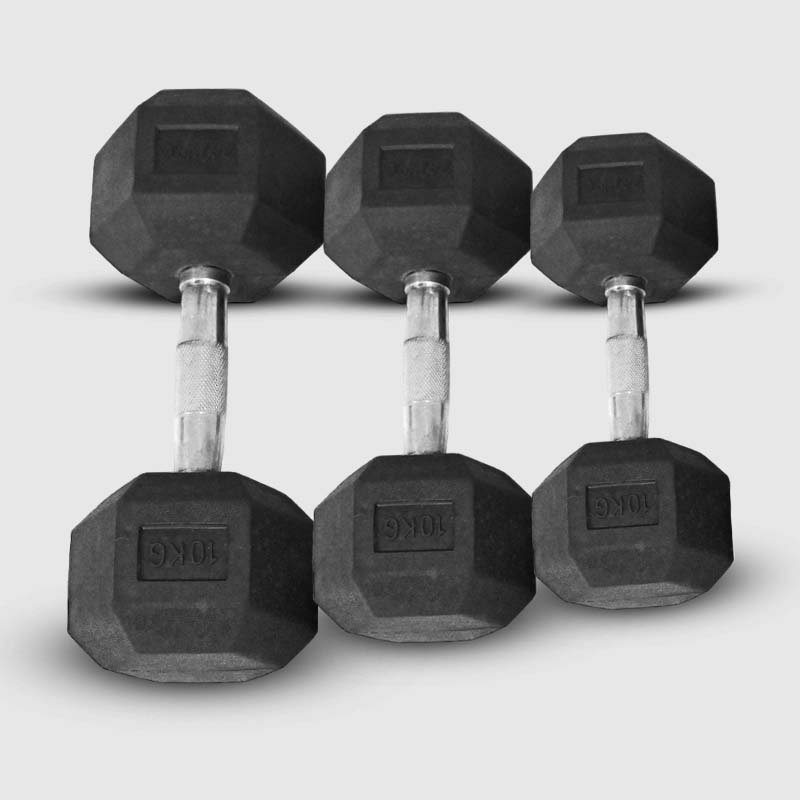 Rubber Coated Hex Dumbbells
